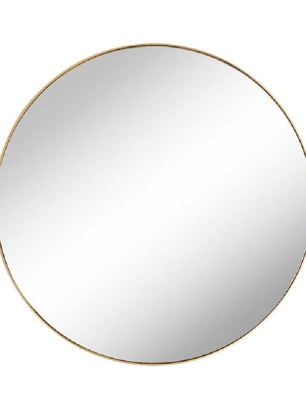 Дизайнерское настенное зеркало Glass Memory Lunar 100  в металлической раме золотого цвета